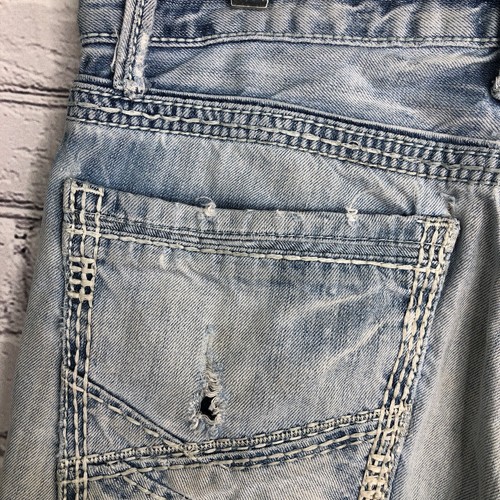 BKE Tyler Jeans Men 34XL Light Wash Straight Leg Holes Stains Thrashed Grunge - Picture 17 of 23