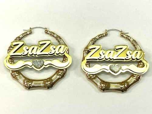 Pendientes de bambú placa de nombre personalizada 1.5 2.5 3.5" tamaño elección corte láser personalizado - Imagen 10 de 12