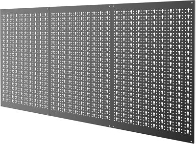 3Pcs Metal Pegboard Panels for Garage Wall Tool Storage, Black