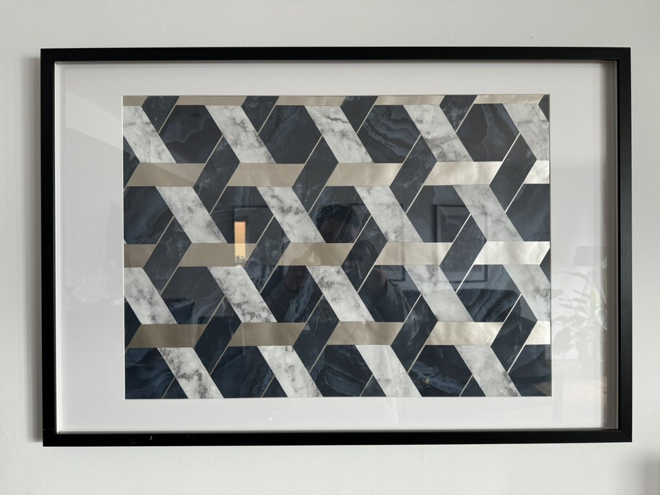 Abstract Wall Art Painting Print Canvas For 50cm X 70cm Frame Navy And