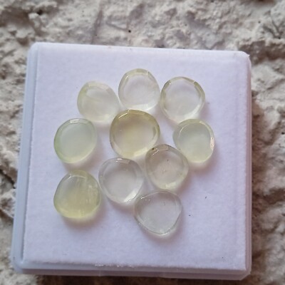 16 Carat Natural Mint Green Color Prehnite Flat Cut Both Side 10 Piece Lot