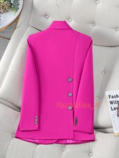Women Blazer Pink Black Autumn Winter Ladies Loose Formal Jacket Coat Work Wear