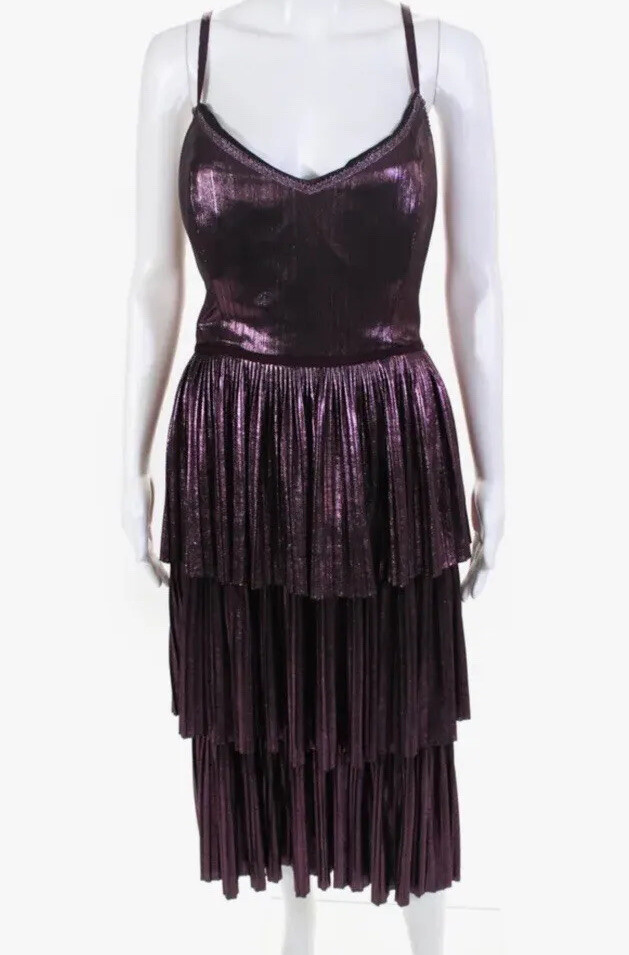 Marchesa Notte Womens Pleated Lame Dress Lilac Purple Size 6-8 11315629 Marchesa Notte Womens Pleated Lame Dress Lilac Purple Size 6-8 11315629