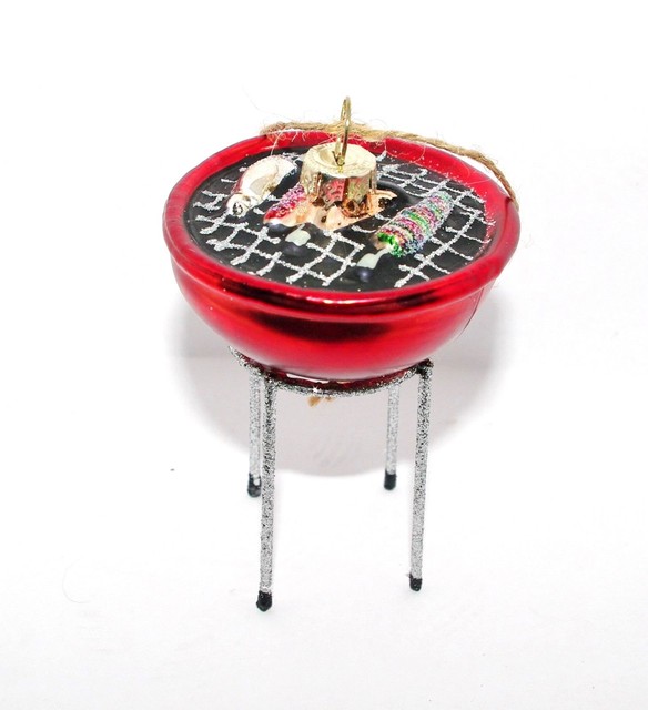 Pottery Barn Mercury Glass Bbq Barbecue Kettle Grill Ornament For