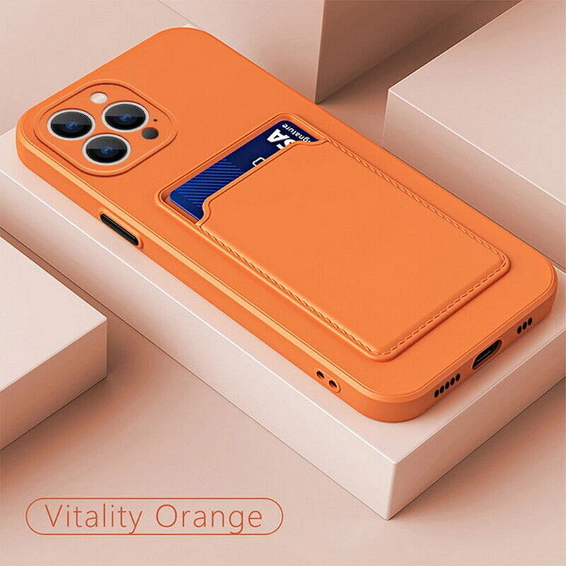 Durable Silicone Wallet Phone Case for iPhone 11 12 13 14 15 Pro with Card Holder