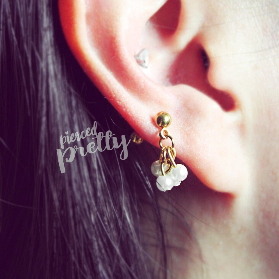 20g 16g Perla Colgante Cadena Cartílago Pendiente Oro Rosa Hélice Tragus Labret 1 pieza Foto 3 de 4