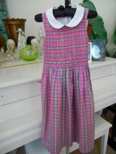 EUC GIRLS RALPH LAUREN 6X PINK PLAID PETER PAN COLLARED SLEEVELESS COTTON DRESS