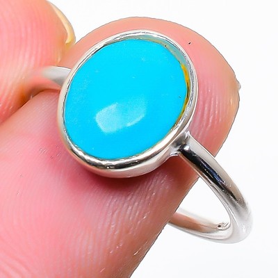 Sleeping Turquoise Gemstone Ring 925 Sterling Silver Jewelry Size 6.5 e060