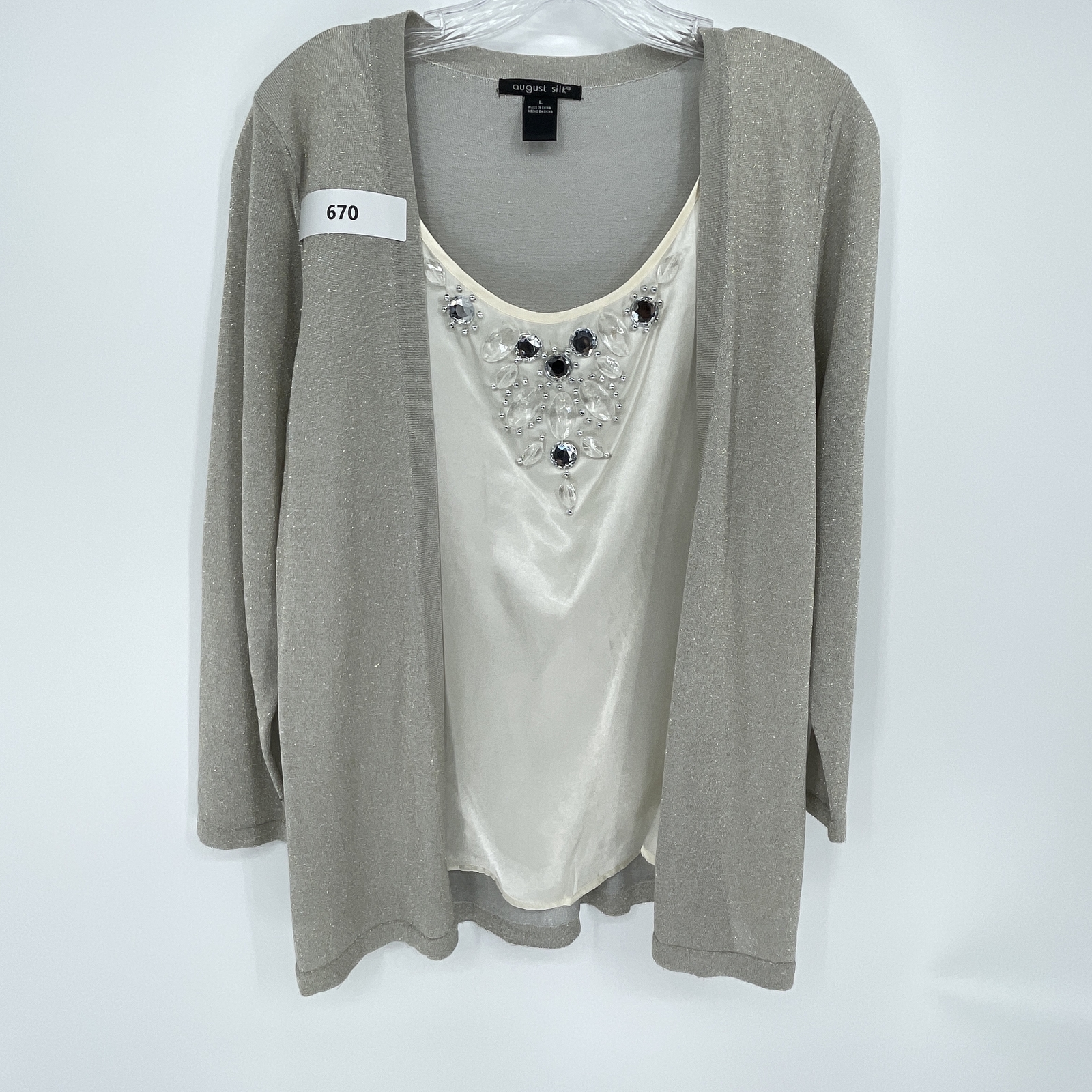 August Silk Cardigan Women's Large 