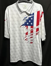 OG Obnoxious Golf Men's 2XL Polo Golf Shirt White Red Patriotic EUC