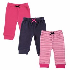 Luvable Friends Baby Tapered Ankle Pants, 3-Pack, Pink Stripes