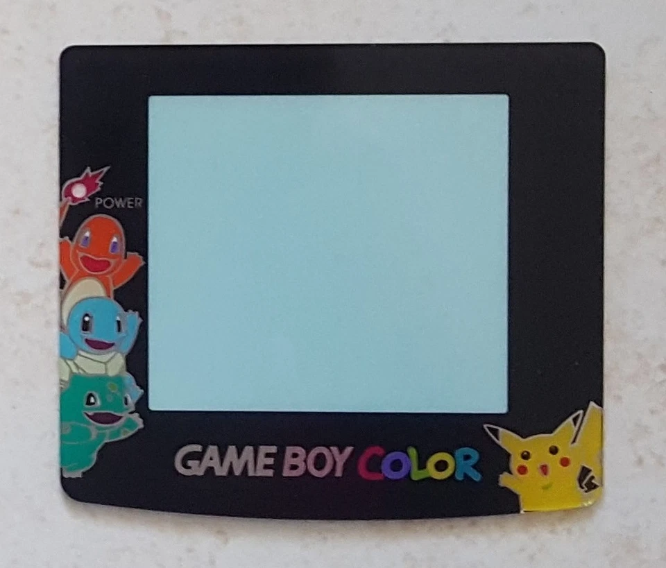 Ecran / Vitre Pokemon Pikachu, Bulbizarre pour Game Boy Color, Gameboy GBC NEUF