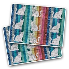 2x Vinyl Sticker Cat Silhouette Wooden Wall Color Strips #170795