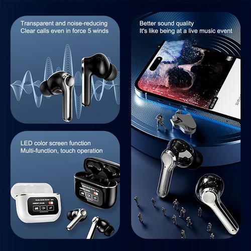 TWS Bluetooth Touch Screen Earbuds Headsets ANC+ENC Wireless Stereo Headphones - Photo 6 sur 18