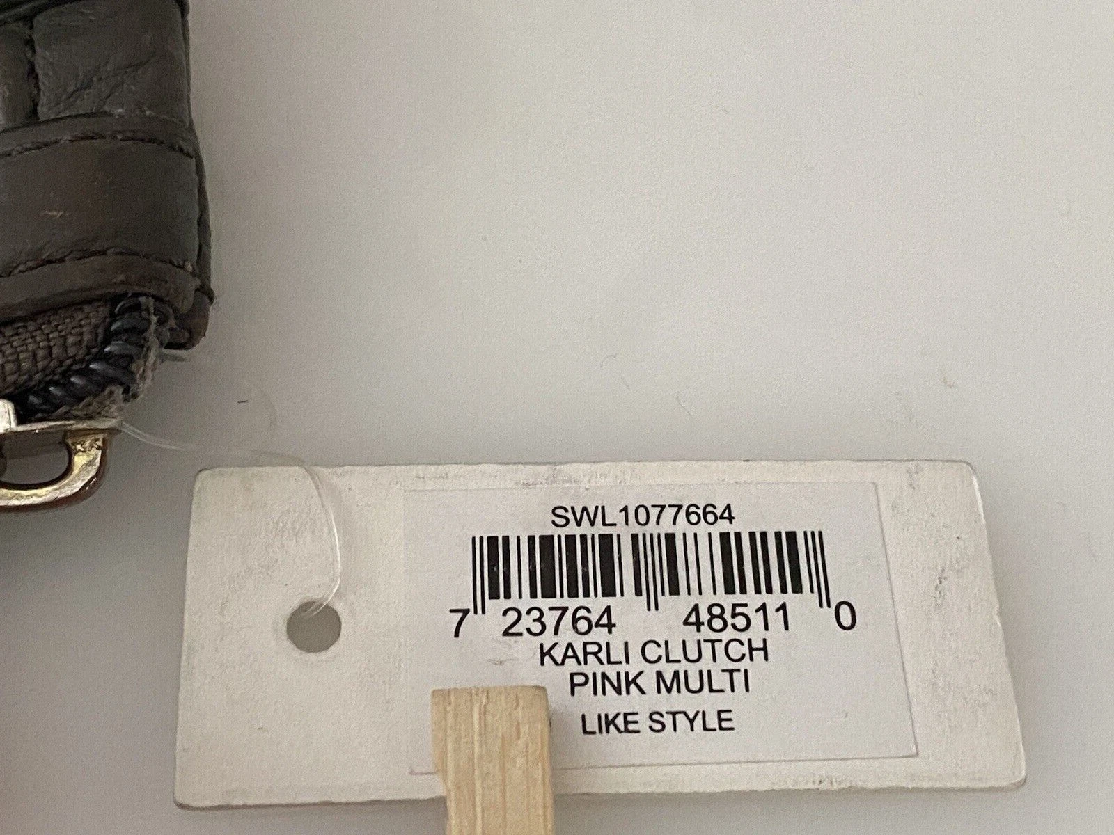 Borsa portafoglio da polso pochette Fossil Karli stampa geometrica pelle mod vintage nuova con etichetta