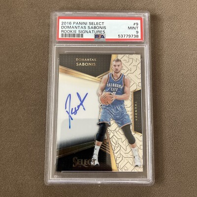 2016 Panini Select Domantas Sabonis Rookie Signatures /299 PSA 9 OKC Thunder #9