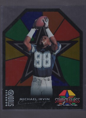 1997 STUDIO STAINED GLASS STARS EXEC PROMO SAMPLE #14 MICHAEL IRVIN #XXXX/1000