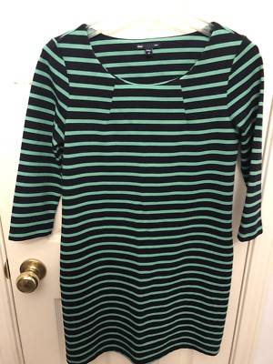 Gap Women's Dress Blue Green Stripes Pullover Knit Striped Fitted Size XS
