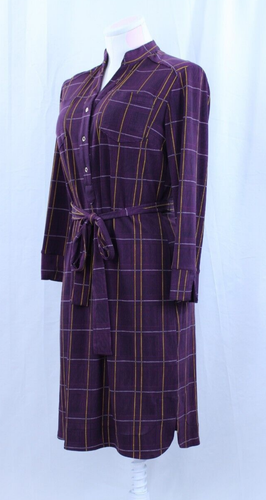 Donna Morgan Kleid lila gelb kariert Brusttaschen Taille Bindeknöpfe Gr. 4 - Bild 2 von 13