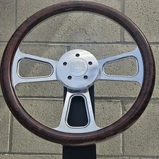 16 Inch billet Semi Truck Steering Wheel with Burlwood Hydro Dipped Wrap