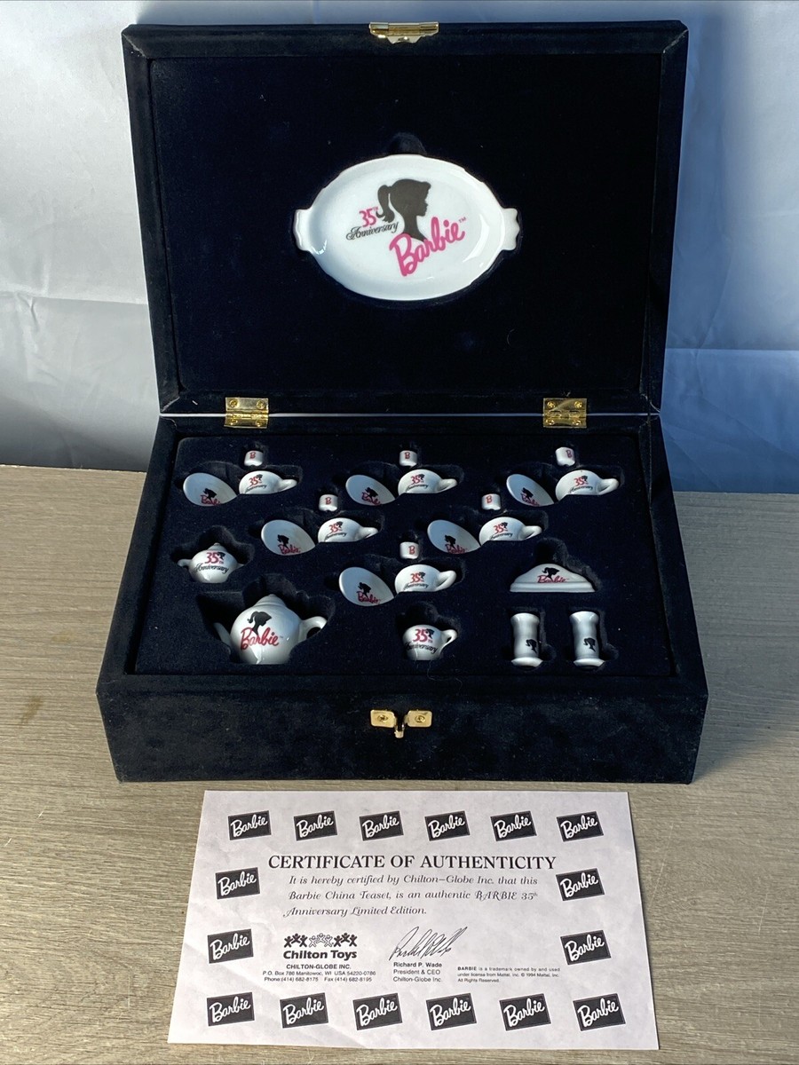 希少☆90s ベティブープ　ミニチュアティーセット 1994 Barbie 35th Anniversary Porcelain 25 Piece Mini Tea Set In