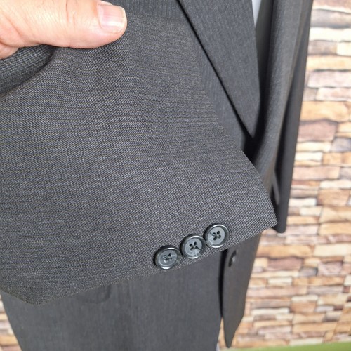 Saville Row gold 2 Piece Suit Mens 46R 40X29 Charcoal Wool Canada - Picture 5 of 15