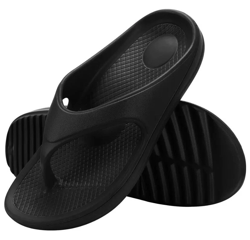 Black Orthopedic Flip flops Sandals Slippers Crocs Style Arch Support Slides UK5