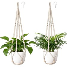 Dahey Macrame Plant Hanger Set of 2 Indoor Outdoor Hanging Planter with Wood Bea
