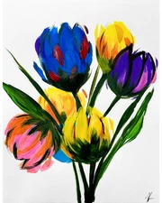 KTC Abstract Impressionism  Original Flowers Painting Modern Art Acrylic 11x14