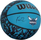 Kon Knueppel Hornets Signed Wilson Black and Blue Graffiti Team Logo Basketball
