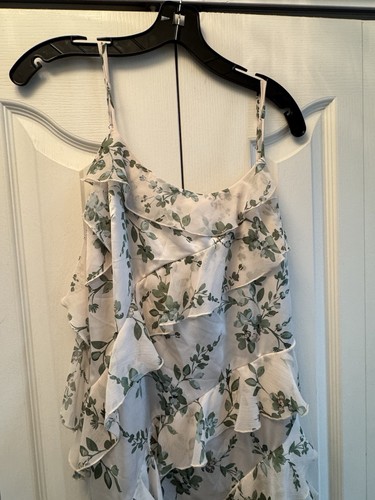 $495 MISA Los Angeles ILYSA MID-LENGTH DRESS Size Med White Floral Sage - Picture 5 of 13