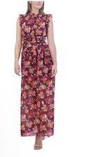 Vince Camuto New Sz 2 Ruffled Floral Chiffon Maxi Dress