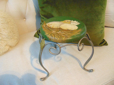 vintage? MINI STOOL - CHICK hatching eggs - ONE OF A KIND handpainted