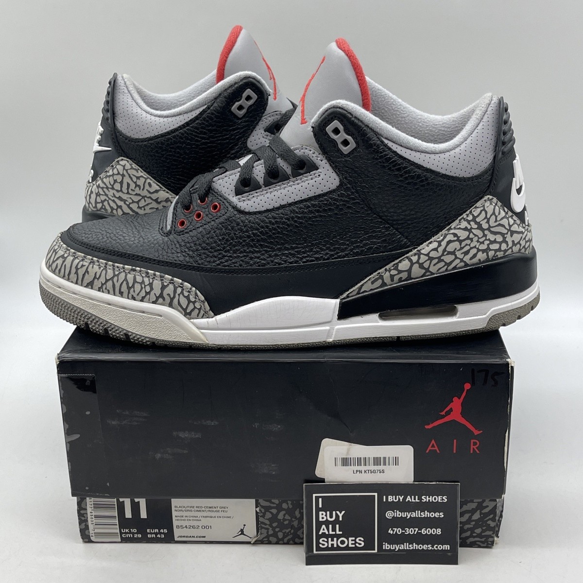 Size 11 - Jordan 3 Retro OG Mid Black Cement Grey Suede