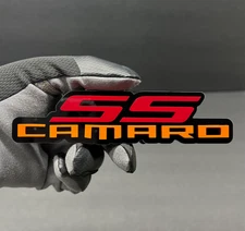 (2) PAIR SS Fender Tailgate Badges REDORANGE 3D Acrylic Emblems Racing style