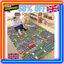 Children's Village Mat Kids Rugs Town Road Map City Car Toy Rug Play
