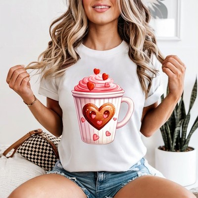 Herzen Hot Chocolate Valentines Damen T-Shirt
