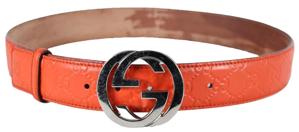 Vintage Gucci Tangerine Orange Belt with Silver Buckle size 65/26- Authentic Belt Buckle / Orange Leather / Gold Bit | Stacy Bradley Design main image 4