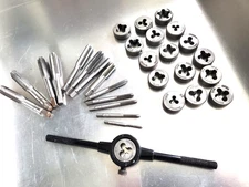 Tungsten Lot of 31 Tap and Dies- HHIP/Alloy Assorted SAE/Metric *Good Used Cond.