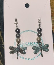 Adorable handmade dragonfly nature inspired earrings with vintage beads