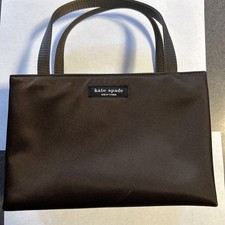 Vintage Kate Spade Mini Box Purse Brown Nylon Zip Pocket Inside