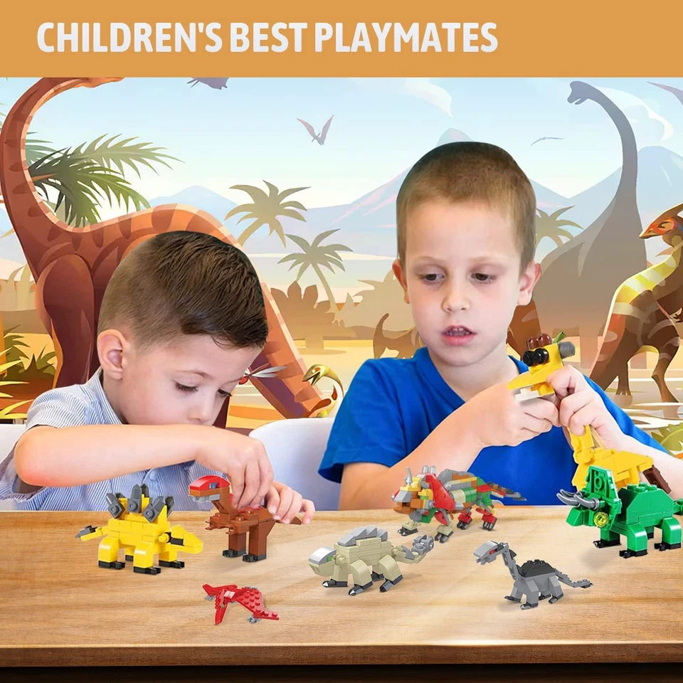 Mini Building Block Sets,12 Pack Dinosaur Toys Building Blocks, 6 in 1 STEM T... - Image 4 of 4