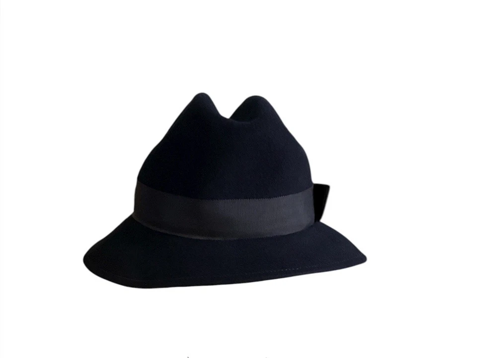 Vintage Doeskin 100% Felt Wool Bollman & Co Hat Women’s Fedora Navy Blue USA - Image 2 of 4