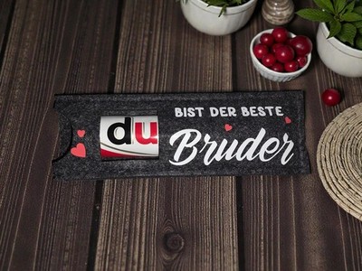 Filz Geschenk Verpackung Tasche für Duplos ''[Du] bist der beste Bruder''