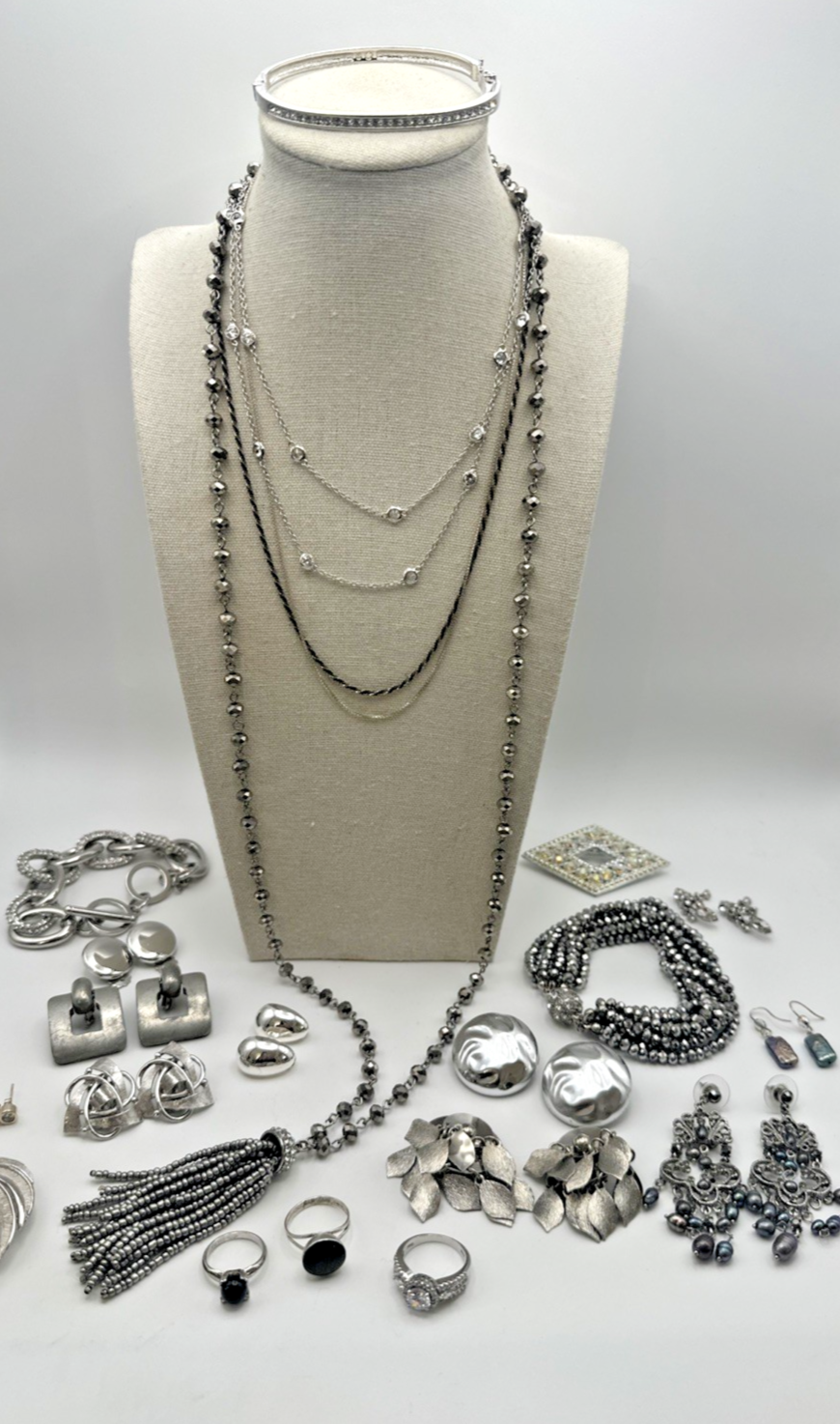 32Sterling925SwarovskiOnyxLabradorite&CostumeLotTrifariNolanMiller