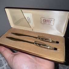 Cross Century 1/20 10k Gold-Filled Vintage Ballpoint Pen Pencil Set With Case