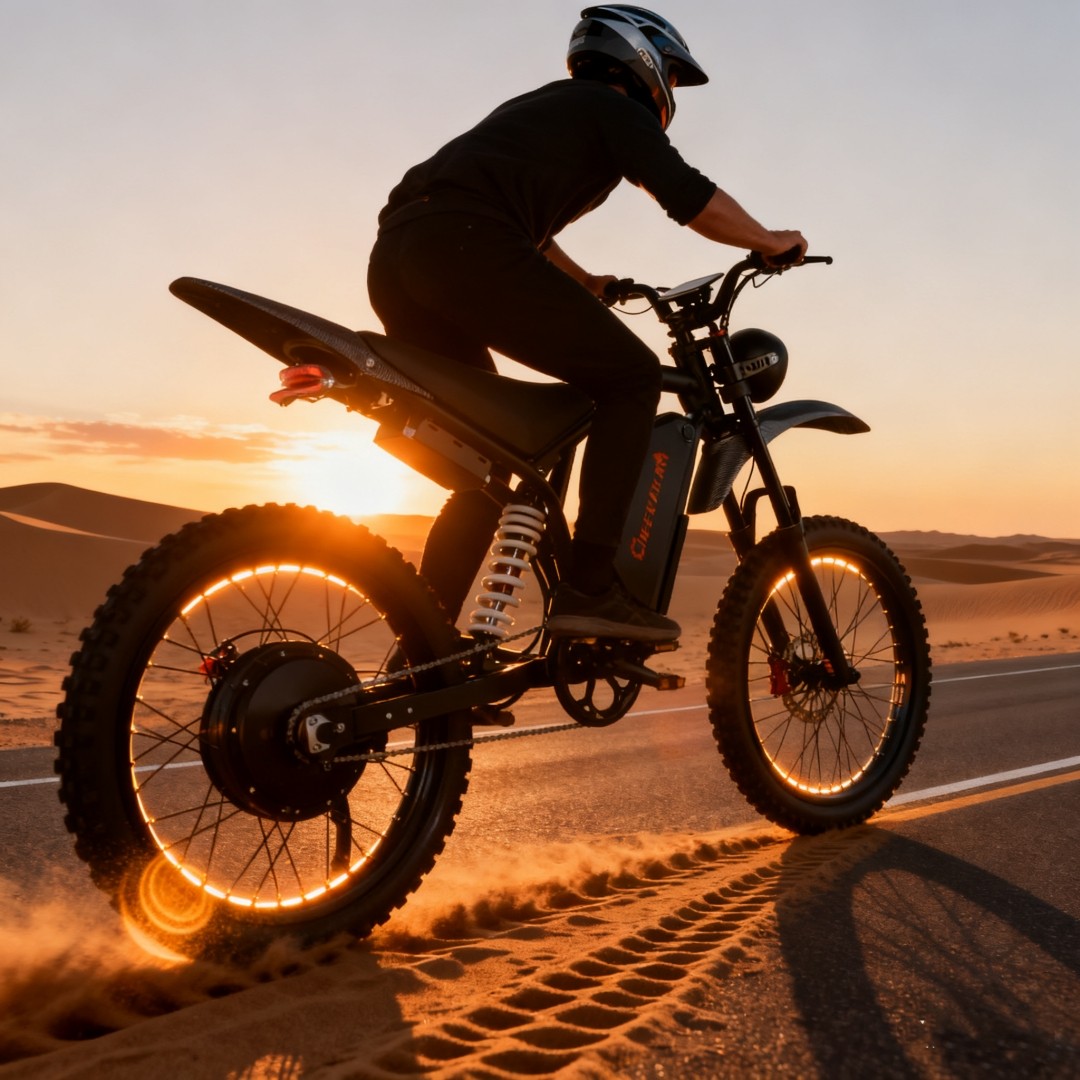 6000W Electric Dirt Bike E-Motorcycles 60V 32Ah 20" E-MoutainBike w/NFC 45MPH US