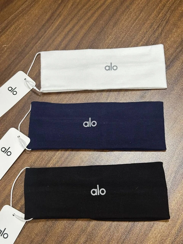 NEW Alo Yoga Headbands 3-Pack - Black, White & Navy Soft Stretchy Hair Band Set - Image 4 of 4