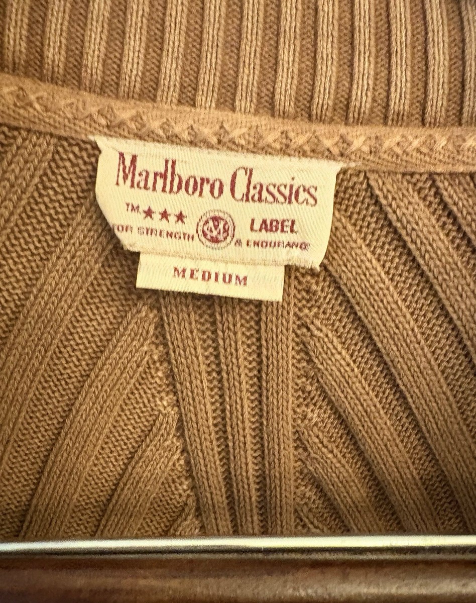 Marlboro Classics Vintage Mens Medium Rib Knit Camel Full Zip