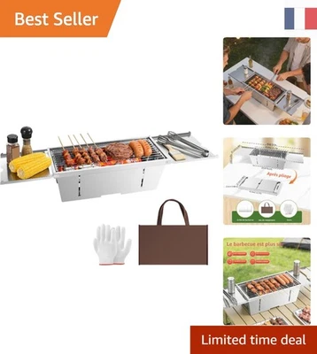 Barbecue Pliable Portable Uten en Acier Inoxydable - Parfait pour le Camping - Photo 1/4